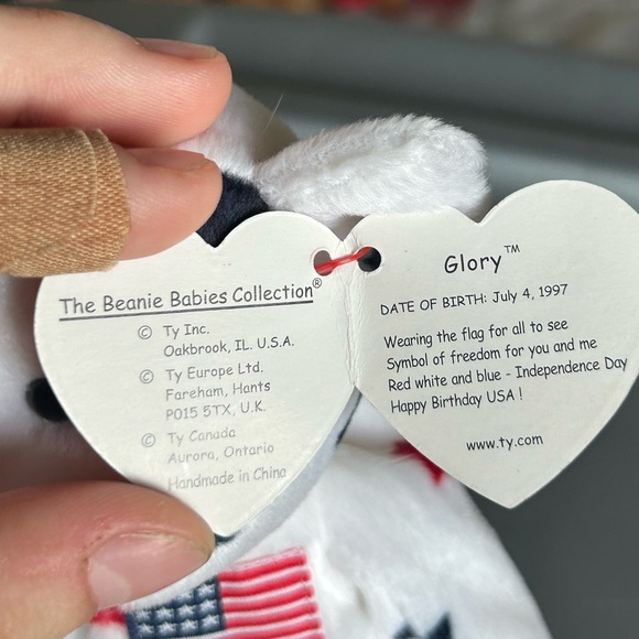 NWT Original TY Beanie Baby 1997 Glory The Bear With Matching Teenie Bear - Picture 10 of 12